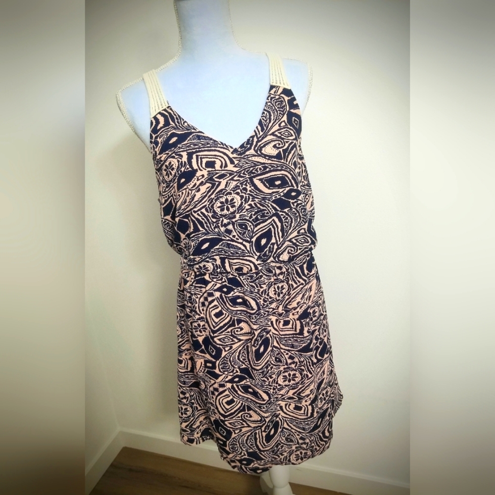Sleeveless Boho Print Crochet Midi Dress